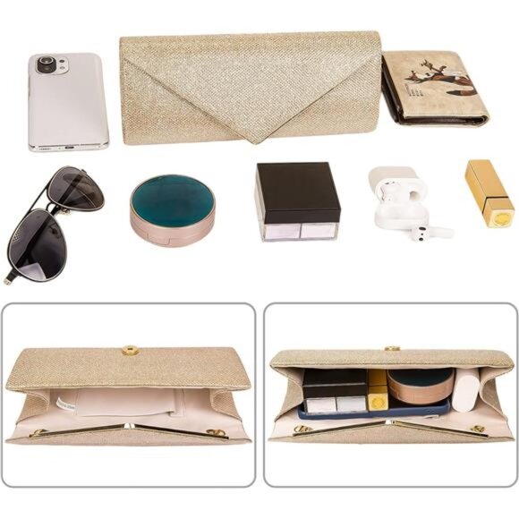 Larcenciel Clutch Purses for Women, Sparkling Envelope Evening Bag with - Picture 4 of 7